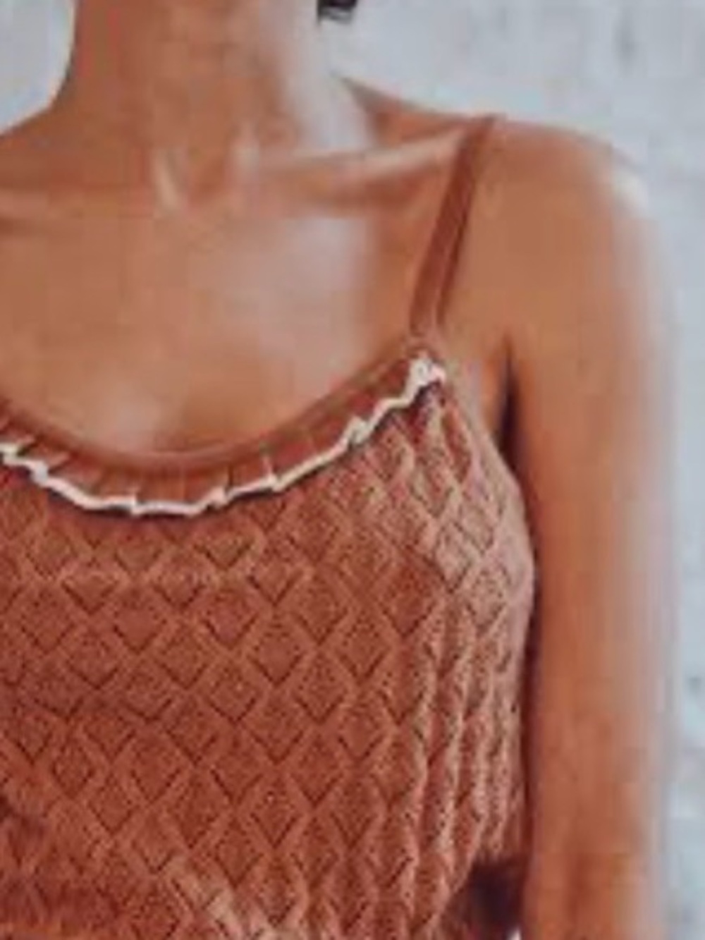 Storia Rust Knit Ruffle Trim Camisole